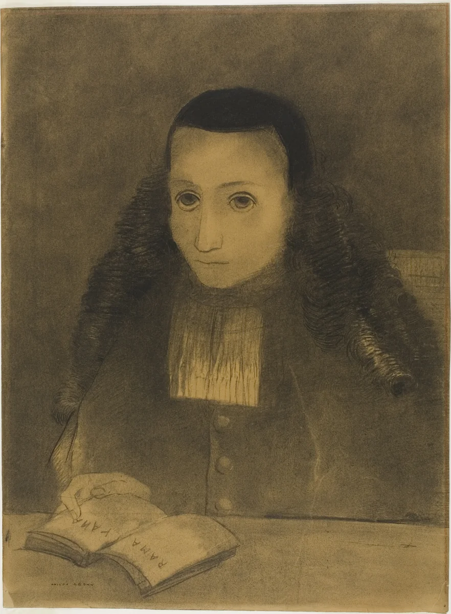 The Little Abbot Reading the Ramayana by Odilon Redon, drawing, 1883