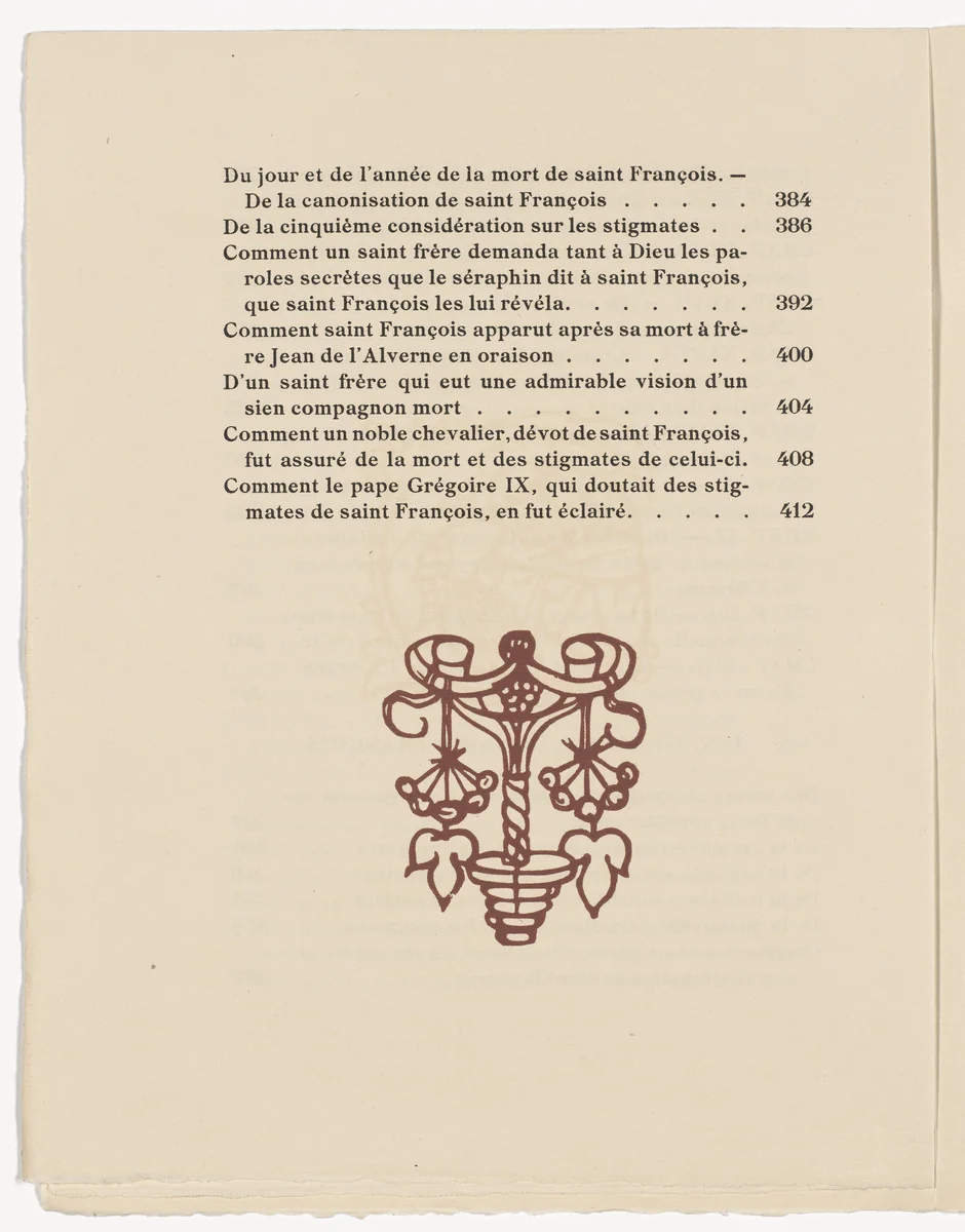 Tailpiece (page 422) from Les Petites Fleurs de St. François (The Little Flowers of St. Francis) by Émile Bernard, illustrated book, 1928