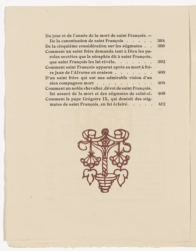 Tailpiece (page 422) from Les Petites Fleurs de St. François (The Little Flowers of St. Francis) by Émile Bernard, illustrated book, 1928