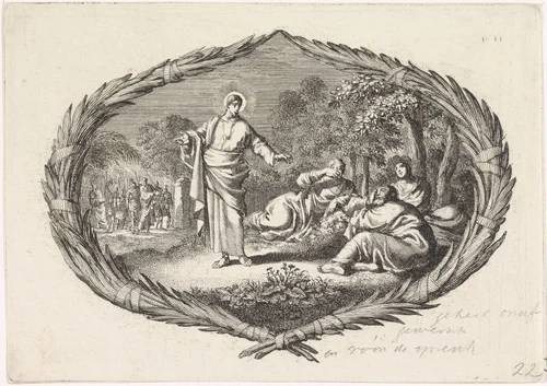 Christus maakt zijn slapende discipelen wakker by Jan Luyken, print, 1700