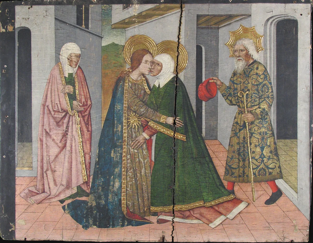 The Visitation Panel from Saint John Retable by Domingo Ram, painting, 1400-1499