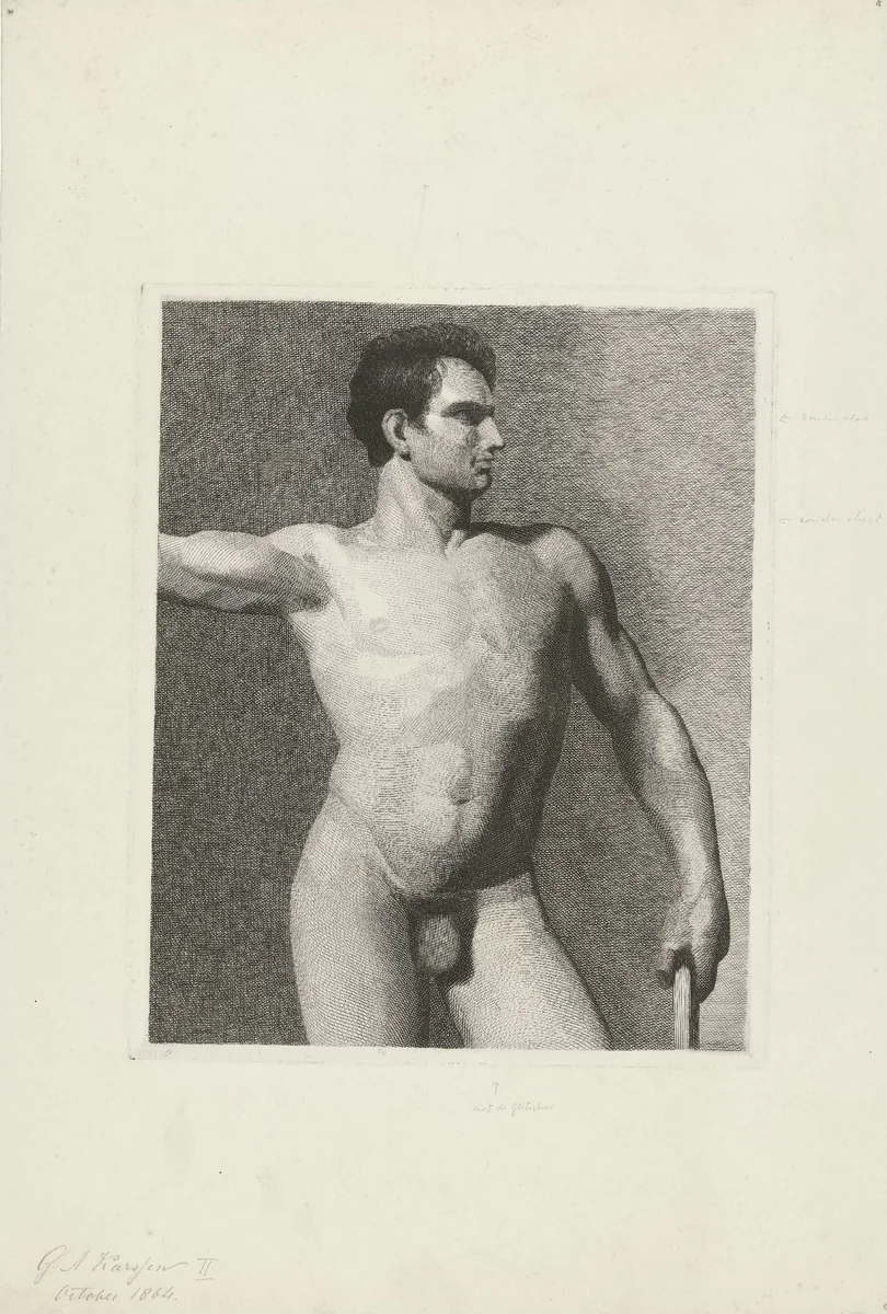 Mannelijk naakt by George Andries Karsen, print, 1864