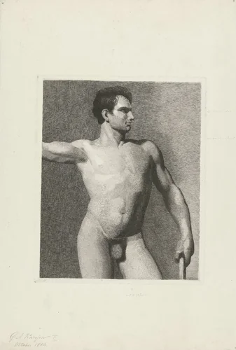 Mannelijk naakt by George Andries Karsen, print, 1864