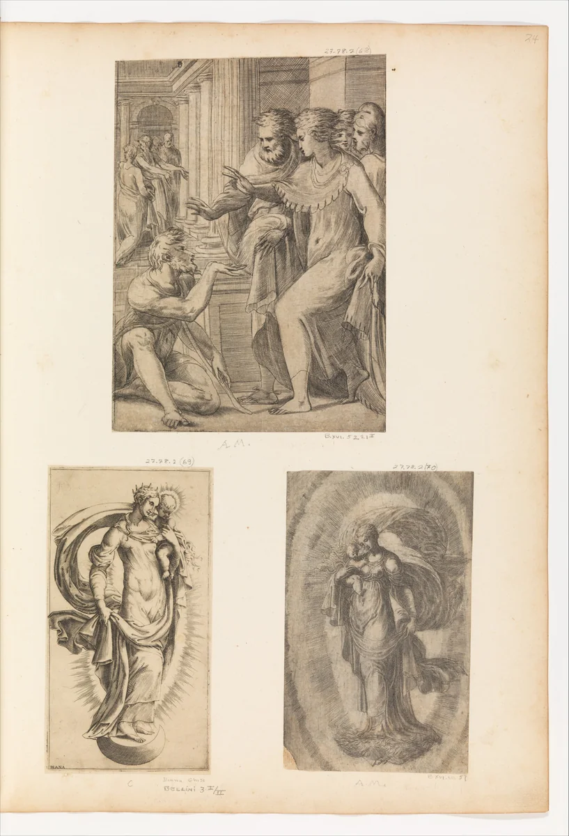 St. Peter and St. John Curing the Lame Man by Andrea Schiavone, print, 1510-1563