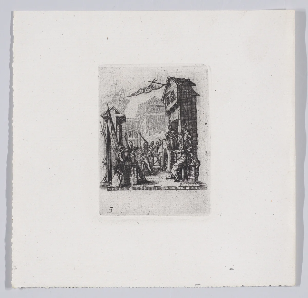 Reverse Copy of Jésus Comparait Devant Caiphe (Jesus Appears Before Caiaphas), from La Petite Passion (The Little Passion) by anonymous, print, 1624-1700