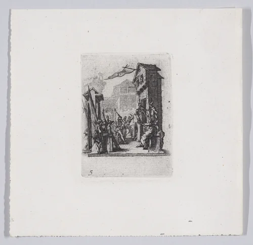 Reverse Copy of Jésus Comparait Devant Caiphe (Jesus Appears Before Caiaphas), from La Petite Passion (The Little Passion) by anonymous, print, 1624-1700