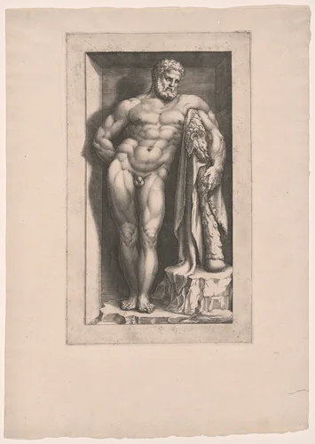 The Farnese Hercules by Giorgio Ghisi, print, 1572-1582