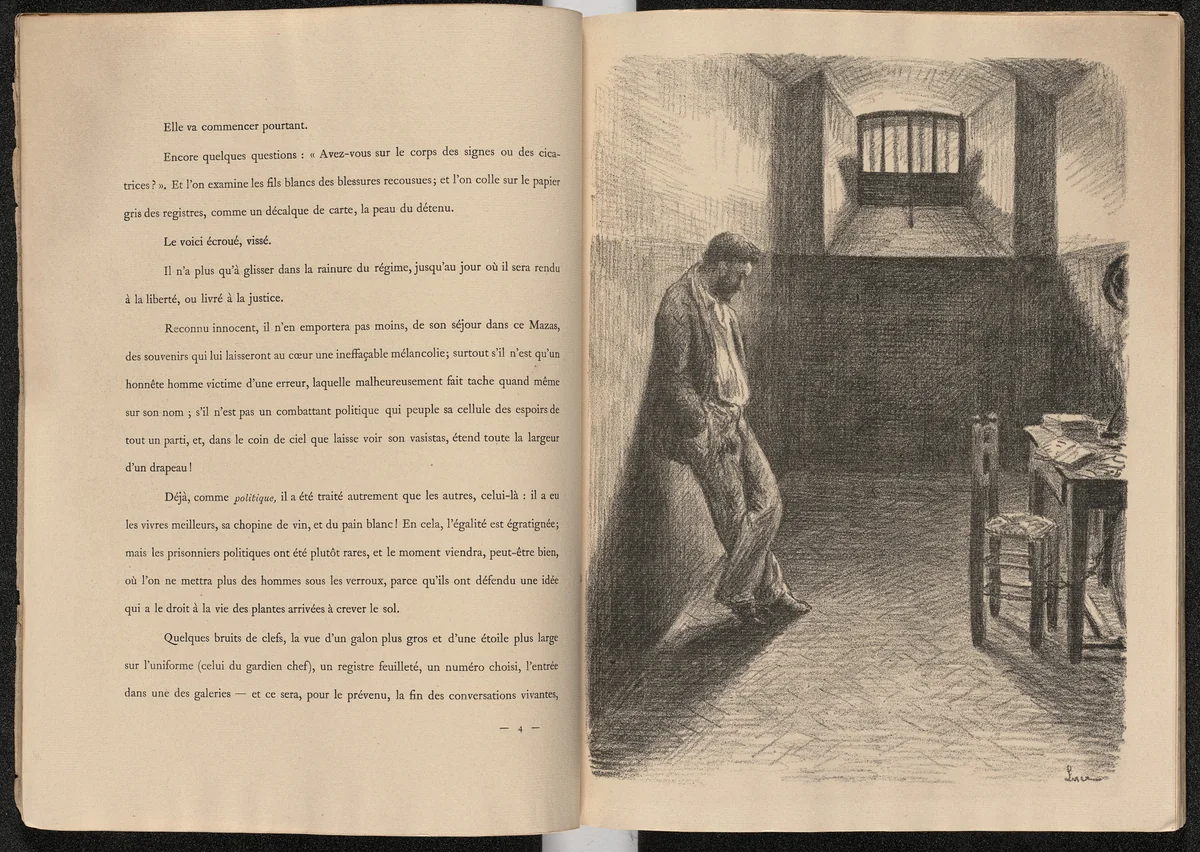 Plate (facing page 4) from Mazas by Maximilien Luce, illustrated book, 1894