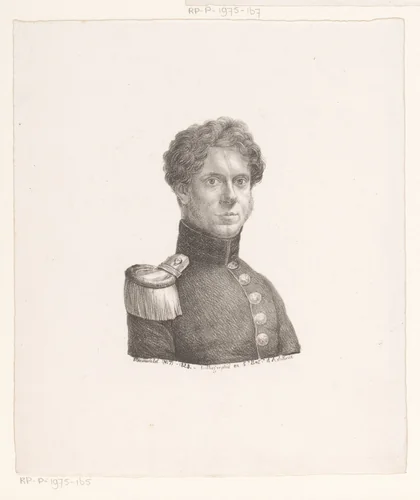 Portret van onbekende militair by Christian Heinrich Gottlieb Steuerwald, print, 1823