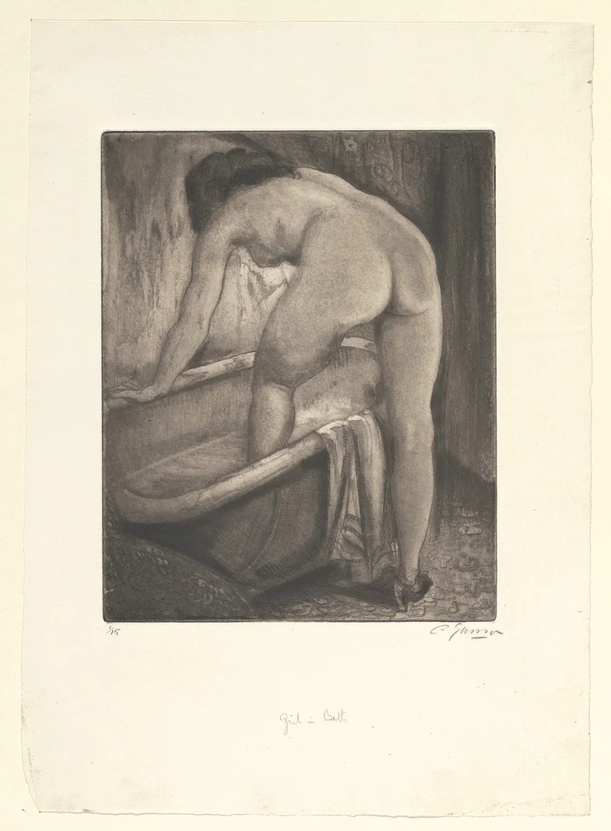 Girl in Bath by Emil Ganso, print, 1932