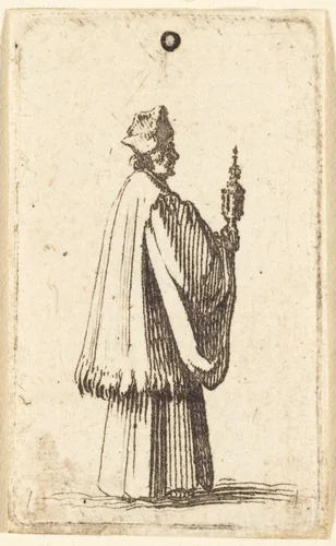 Priest Carrying the Holy Sacrament of the Eucharist by Abraham Bosse; Jacques Callot, print, 1602-1676