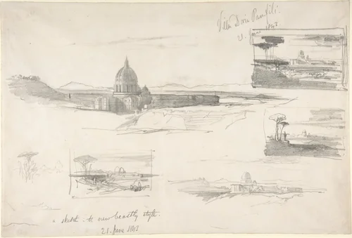 View of St. Peter's, Rome by Edward Lear, drawing, 1843