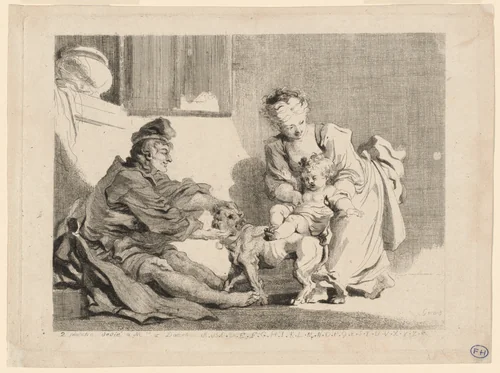 The Child and the Bulldog by Marguerite Gérard, print, 1778