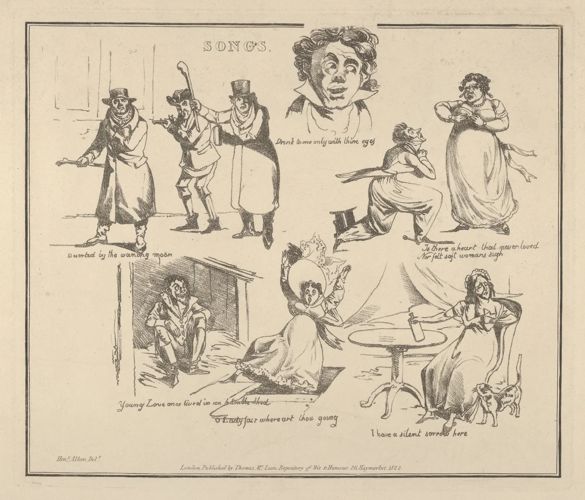 Songs: "Deserted by the waning moon..." by Henry Thomas Alken, print, 1822