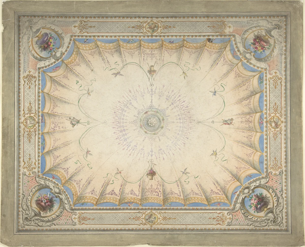 Ceiling Design for the Boudoir, Ardgowan by J. S. Pearse, drawing, 1863-1873