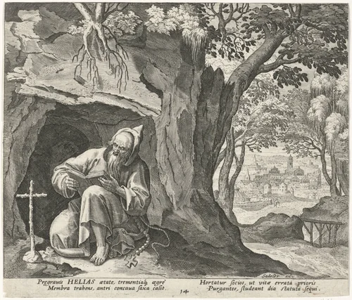 Helias de kluizenaar by Johann Sadeler, print, 1586-1588