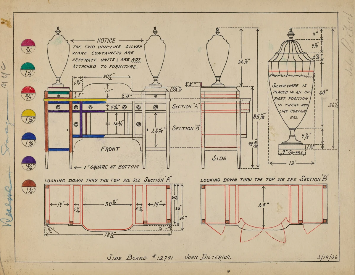 Side Board by John Dieterich, index of american design, 1936