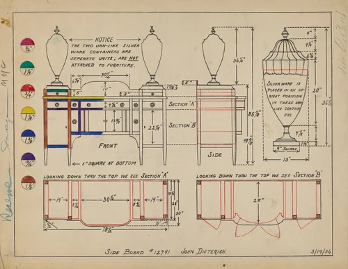 Side Board by John Dieterich, index of american design, 1936