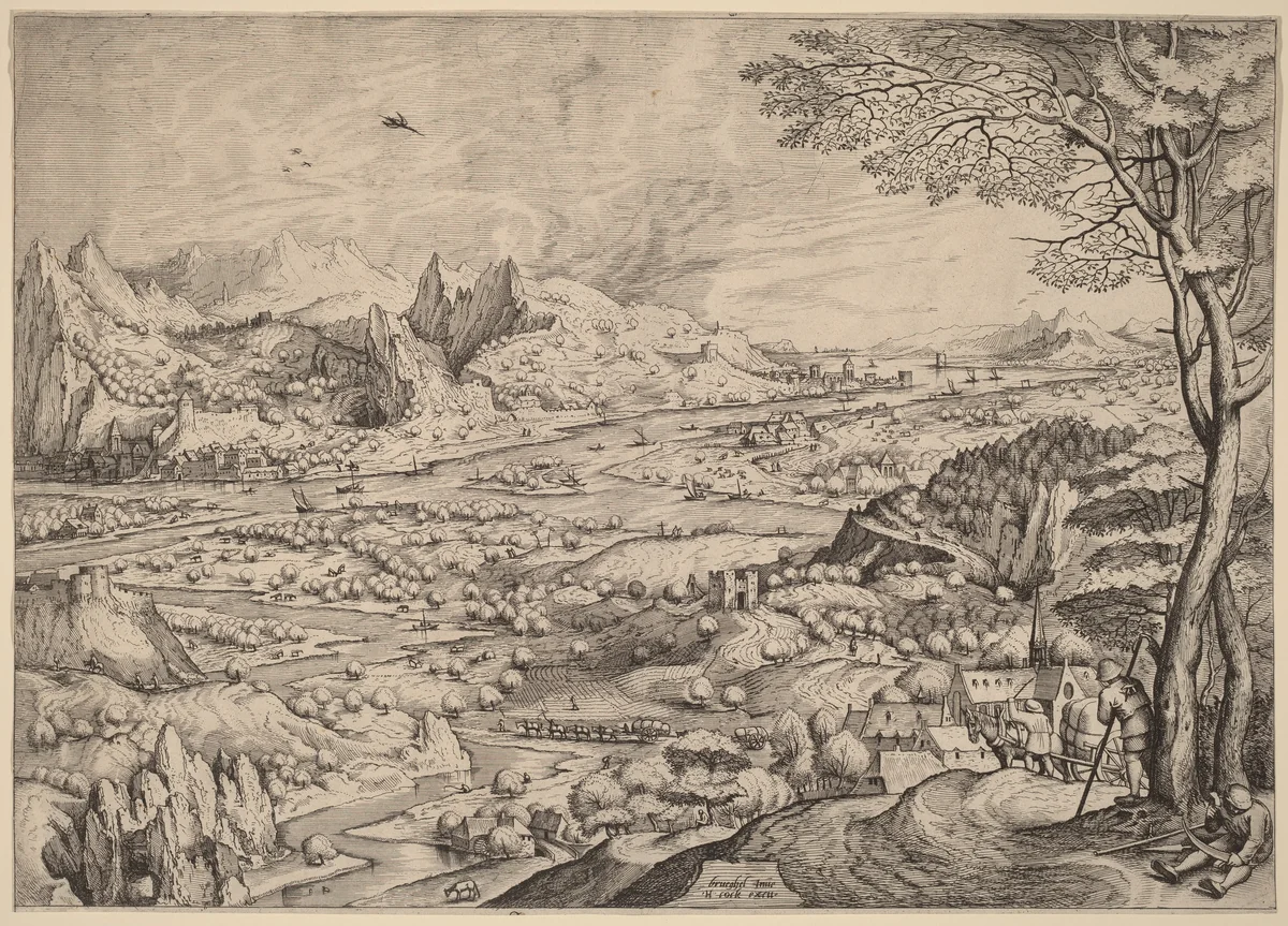Solicitudo Rustica (Rustic Concerns) by Johannes van Doetechum
Lucas van Doetechum
Pieter Bruegel
Hieronymus Cock, print, 1555-1557