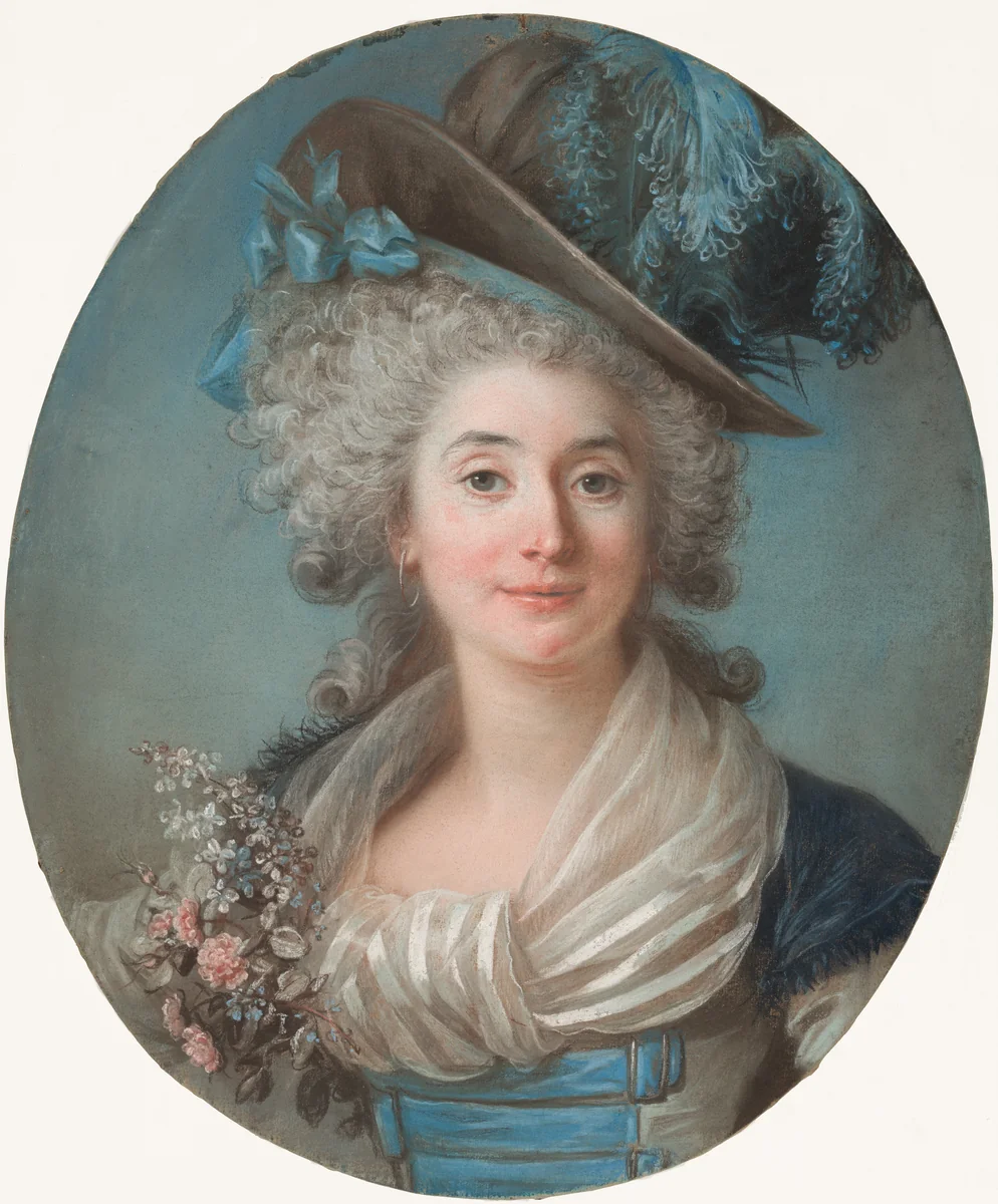 A Fashionable Noblewoman Wearing a Plumed Hat by Adélaïde Labille-Guiard, drawing, 1789