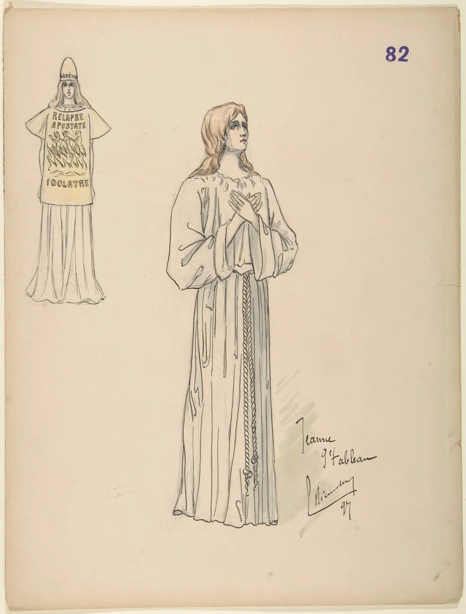 Joan of Arc; costume design for Jeanne d'Arc by the Paris Opera Company, 1897 by Charles Bianchini, drawing, 1897
