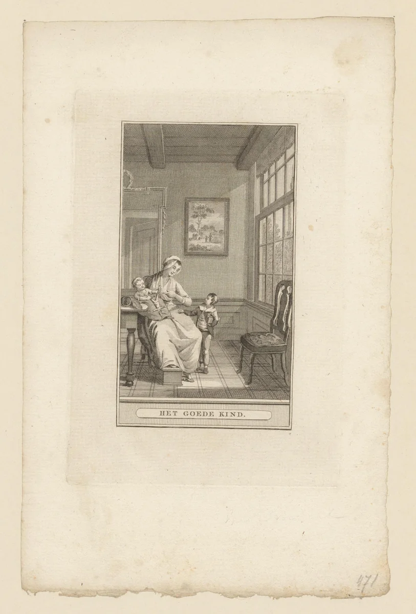 Kind bij zijn moeder met kind op schoot by anonymous, print, 1792