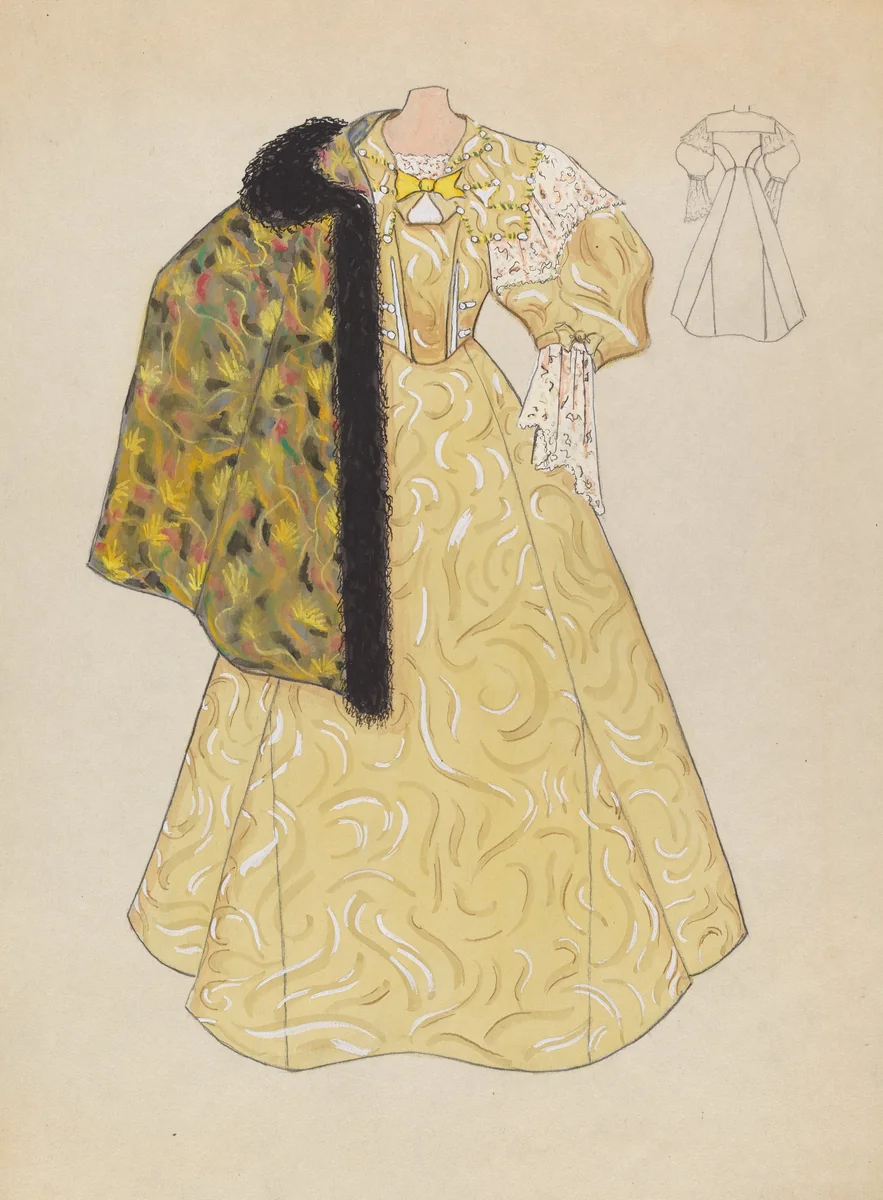 Evening Dress and Cape by Dorothy Gernon, index of american design, 1936