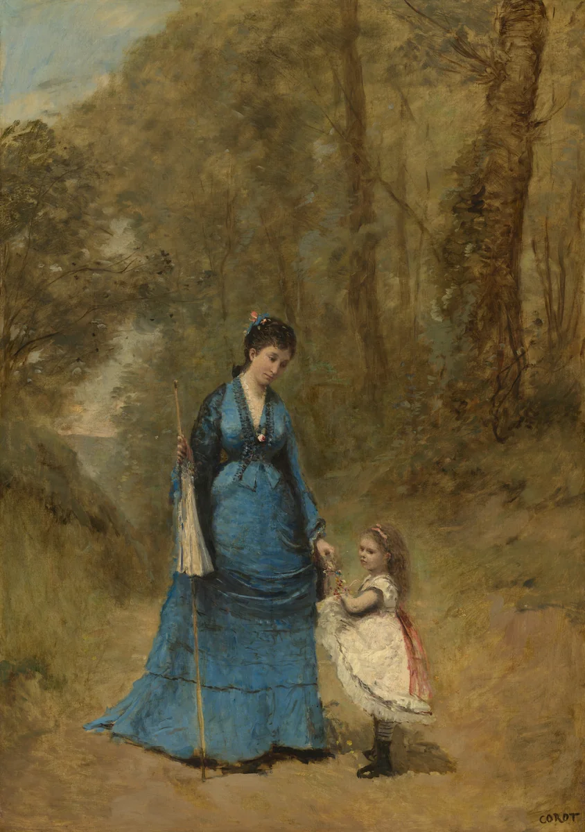 Madame Stumpf and Her Daughter by Jean-Baptiste-Camille Corot, painting, 1872