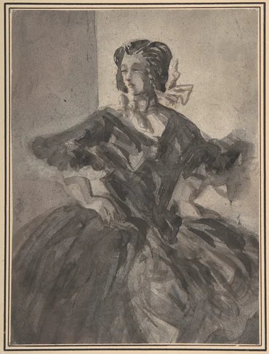 Woman with Arms Akimbo by Constantin Guys, drawing, 1815-1892