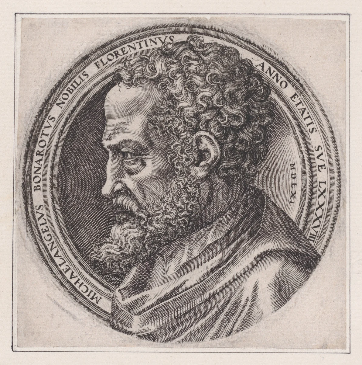 Michelangelo Buonarroti (?) by Lambert Suavius, print, 1530-1576