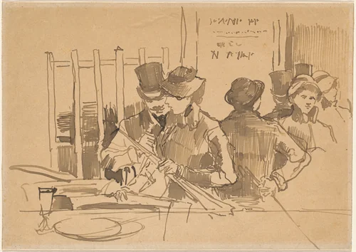 The Railway Restaurant by Edouard Manet, drawing, 1879
