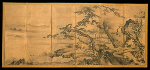 The Four Accomplishments by Kano Motonobu (狩野元信), painting, 1534-1566