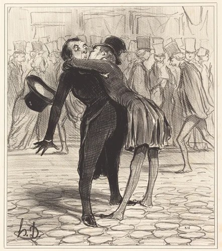L'Ami de collège by Honoré Daumier, print, 1841