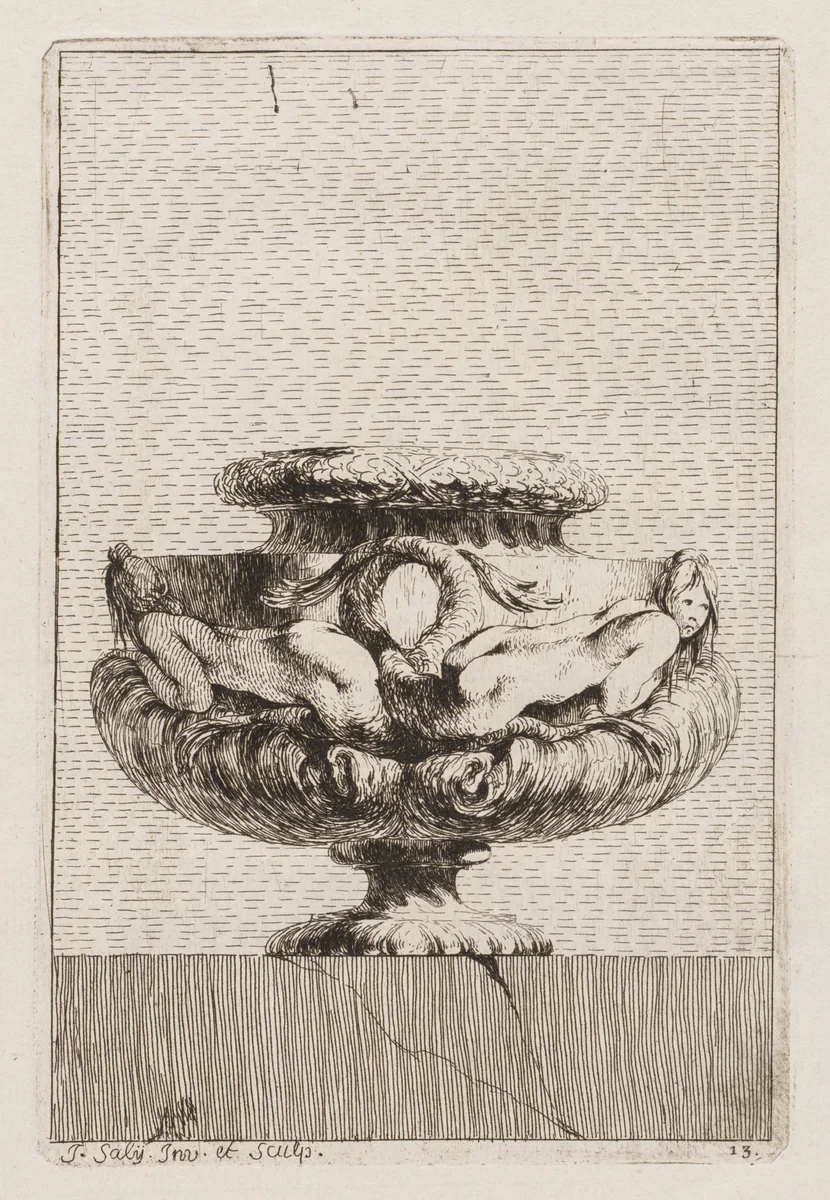 Suite of Vases: Plate 13 by Jacques François Saly, print, 1746