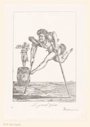 Karikatuur van een acteur op twee bezems by Eugène Delacroix, other, 1821