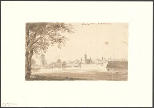 Gezicht op de Singelgracht gezien naar de Leidsepoort by anonymous, drawing, 1759