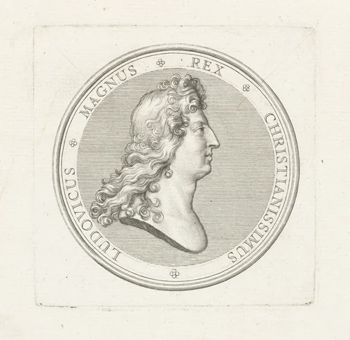 Penning met buste van Lodewijk XIV by Gerard Edelinck, print, 1702