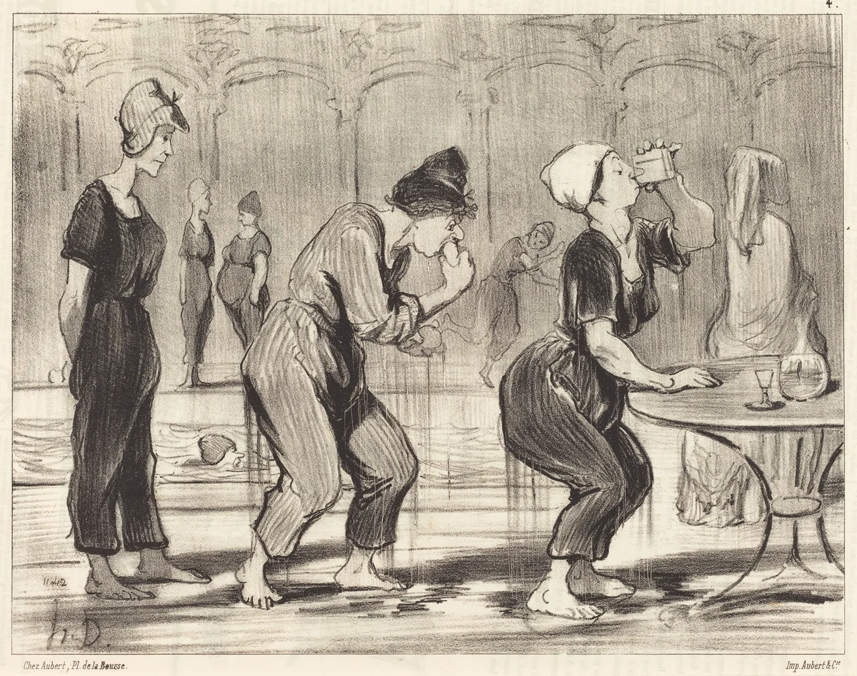 Entre deux plongeons by Honoré Daumier, print, 1847