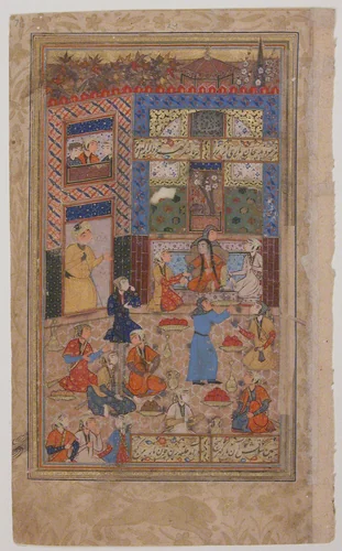 "Zulaikha after her Second Dream of Yusuf", Folio from a Yusuf and Zulaikha of Jami by Maulana Nur al-Din `Abd al-Rahman Jami, manuscript, 1550-1599