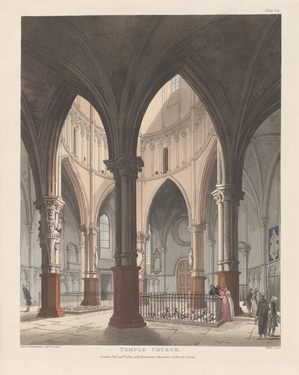 Temple Church by Thomas Rowlandson, print, 1809