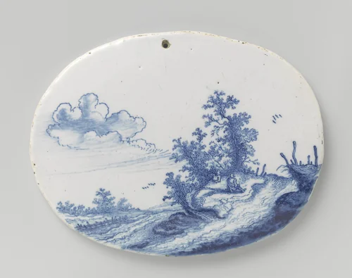 Twee ovale platen met landschappen by anonymous, print, 1650-1665