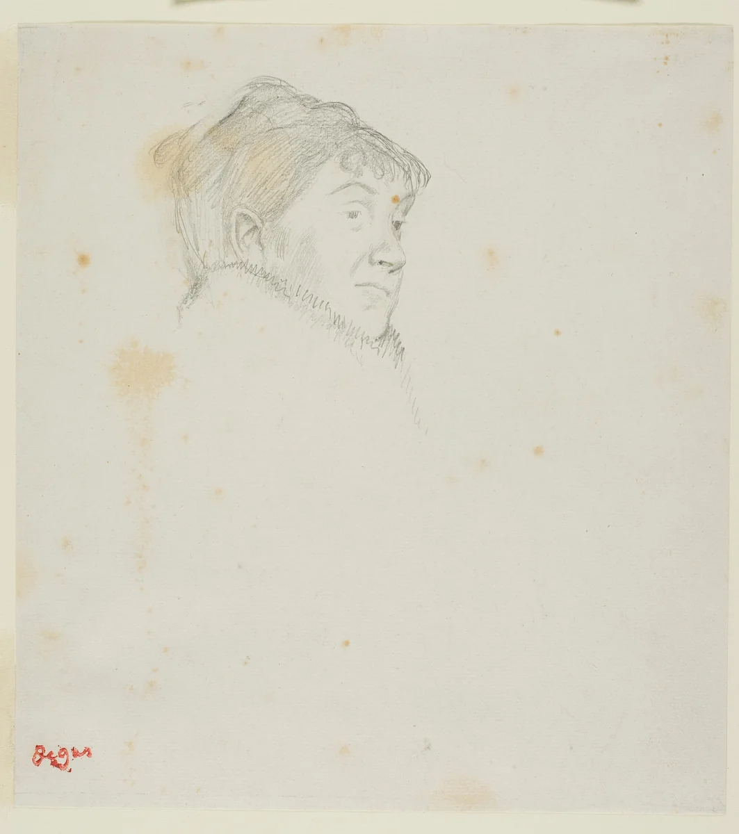 Portrait of Madame Dietz-Monnin (formerly Head of a Woman) by Edgar Degas, drawing, 1877-1885
