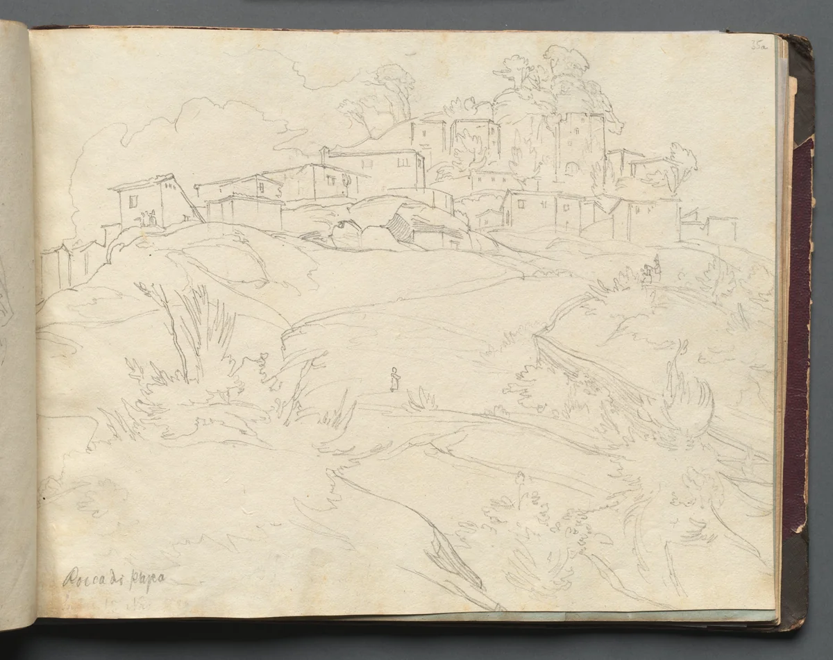 Album with Views of Rome and Surroundings, Landscape Studies, page 35a: "Rocca di Papa" by Franz Nadorp, book, 1830-1870