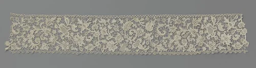 Strook naaldkant met veermotief by anonymous, other, 1875-1909