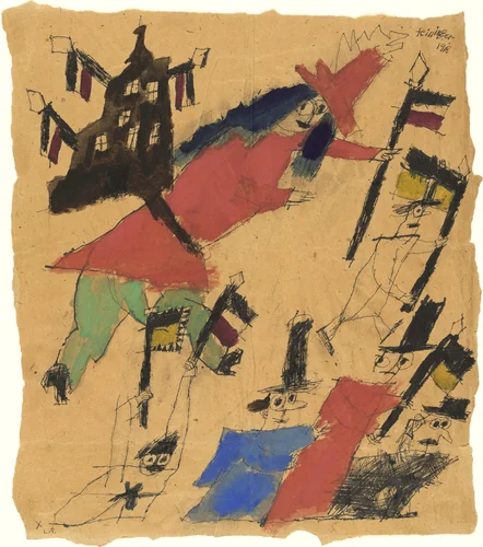 Euphoric Victory (Siegesrausch) by Lyonel Feininger, drawing, 1918