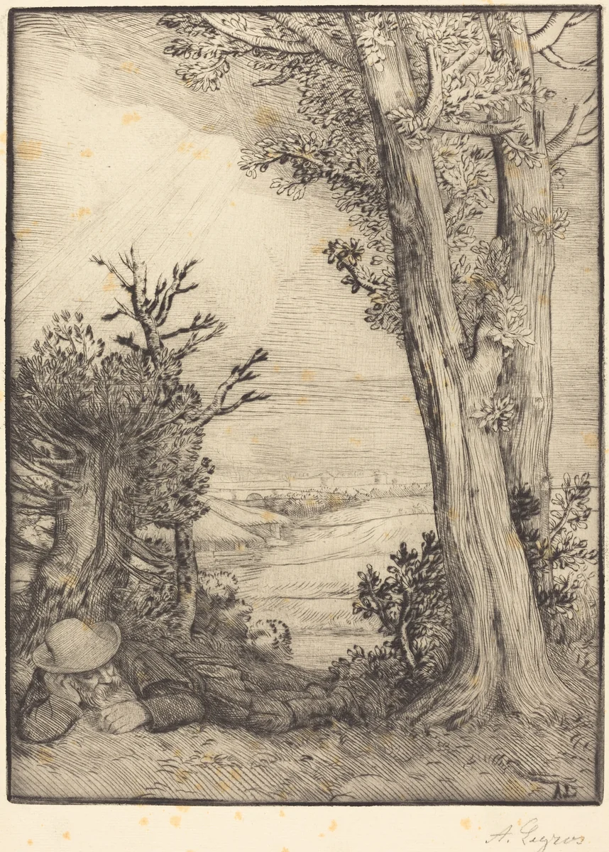 Siesta in the Country (Sieste dans la capagne) by Alphonse Legros, print, 1837-1911