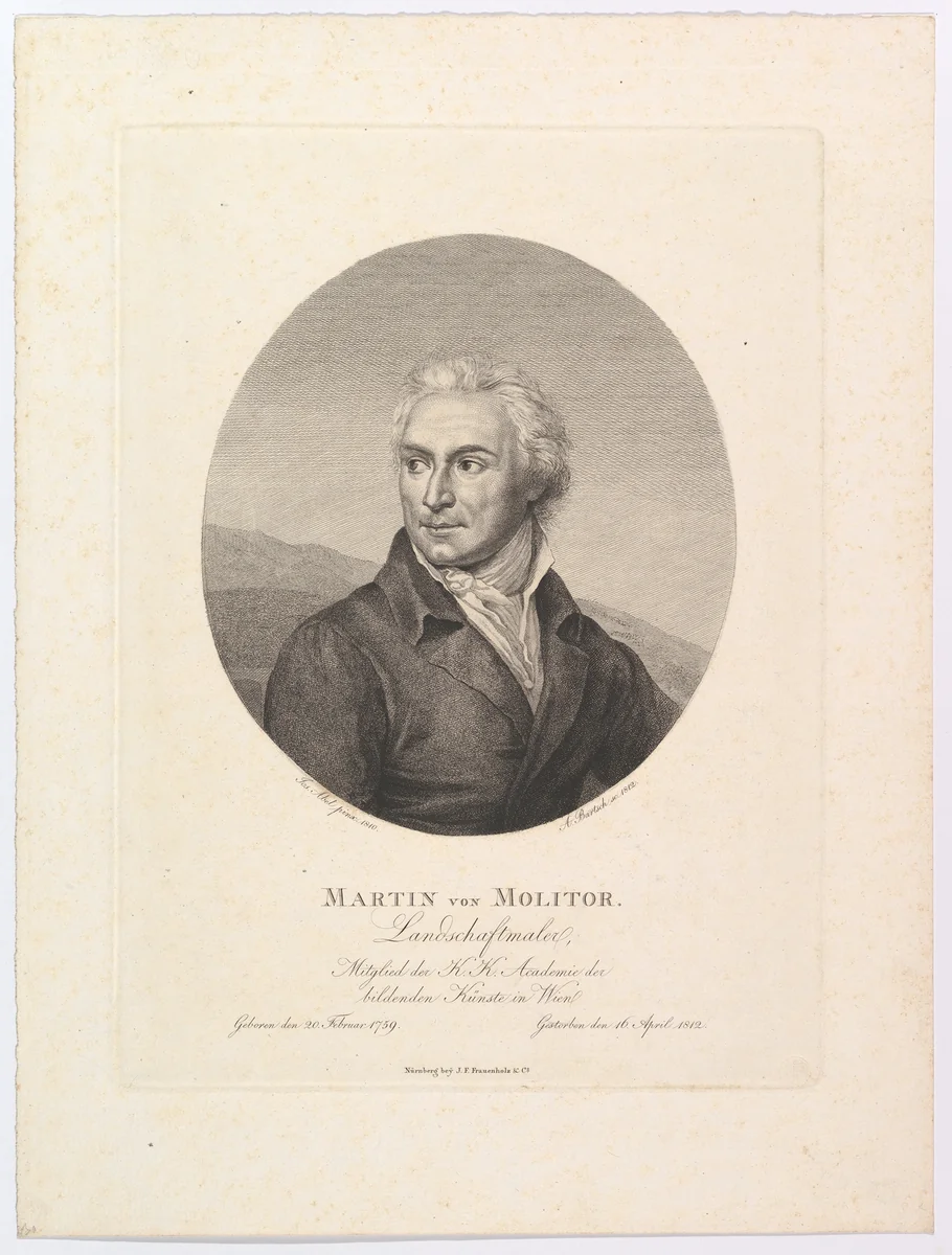 Portrait of Martin von Molitor by Adam von Bartsch, print, 1812