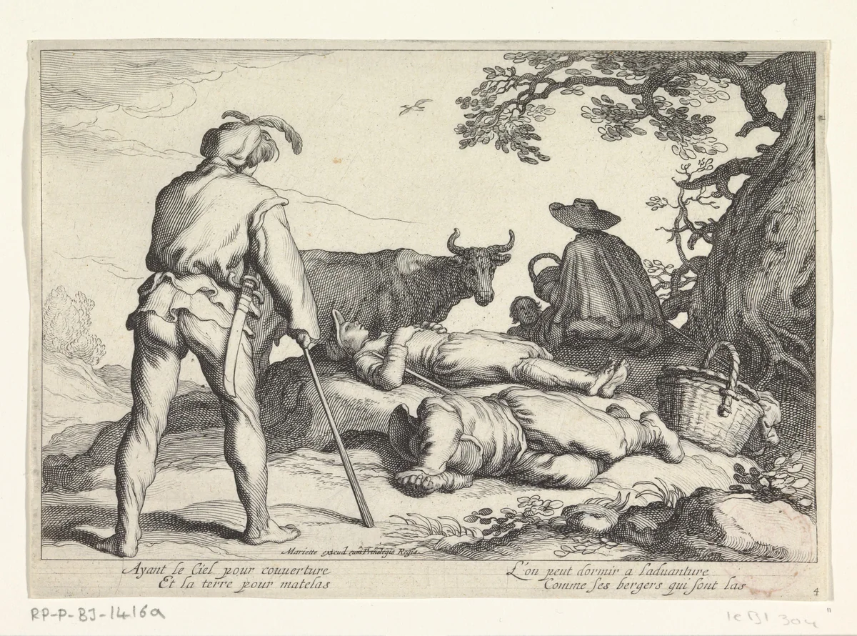 Veehoeders by Cornelis Bloemaert, print, 1650-1716