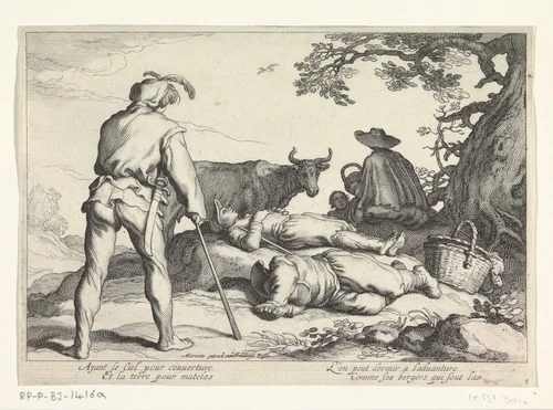 Veehoeders by Cornelis Bloemaert, print, 1650-1716