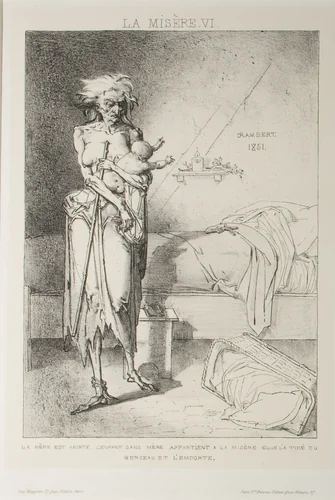 Plate Six from Misery by Charles Rambert, print, 1851